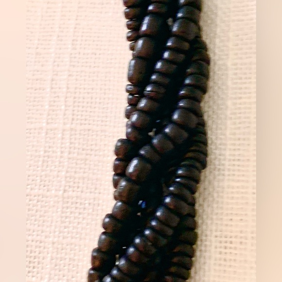 Vintage Art Necklace Multi Strand Beaded Large painted pendant Black Red Gold - Picture 8 of 12